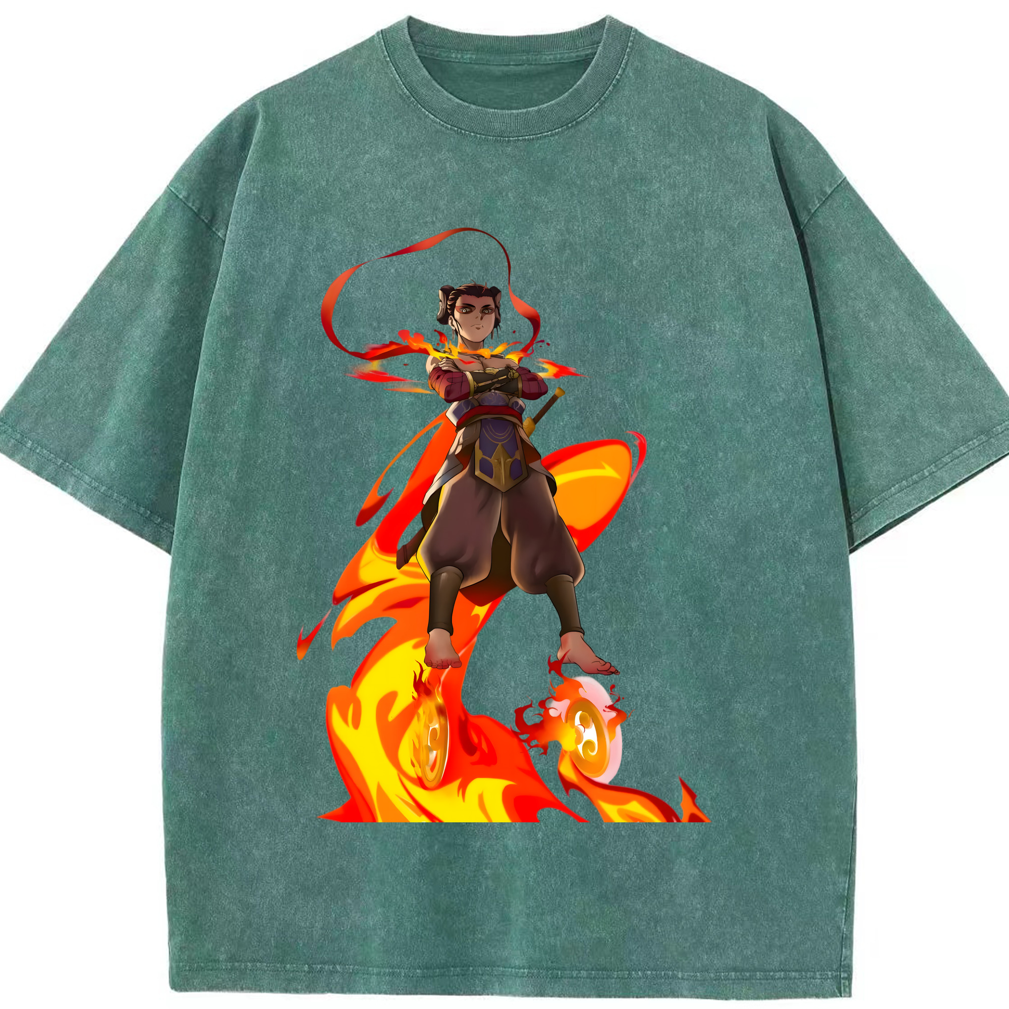 （画像用） Ne Zha 2 ナタ 魔童の大暴れ 綿100% ヴィンテージ風 半袖Tシャツ（フロントプリント）